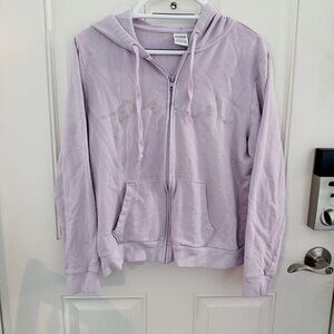 PINK Victoria’s Secret Hoodie L | Lilac Full Zip Silver Logo